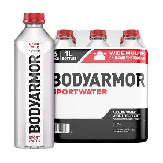 BODYARMOR SportWater, High Alkaline Water Pack + Electrolytes, 1L (6 Pk)