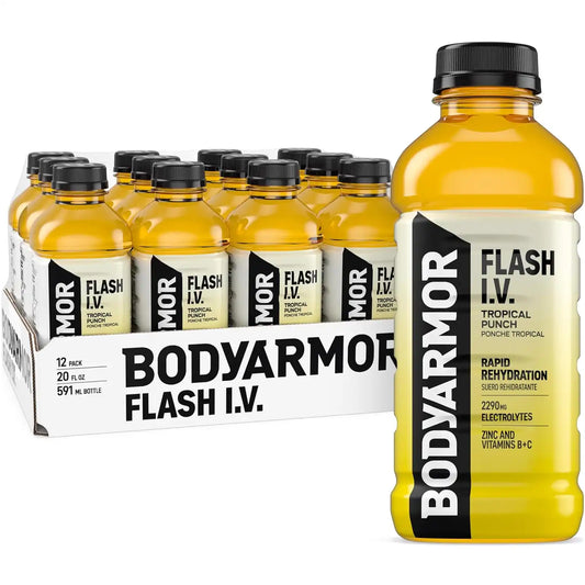 BODYARMOR Flash IV Hydration Drink, Tropical Punch, 20 Oz (12 Pk)