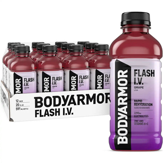 BODYARMOR Flash IV Hydration Drink, Grape, 20 Oz (12 Pk)