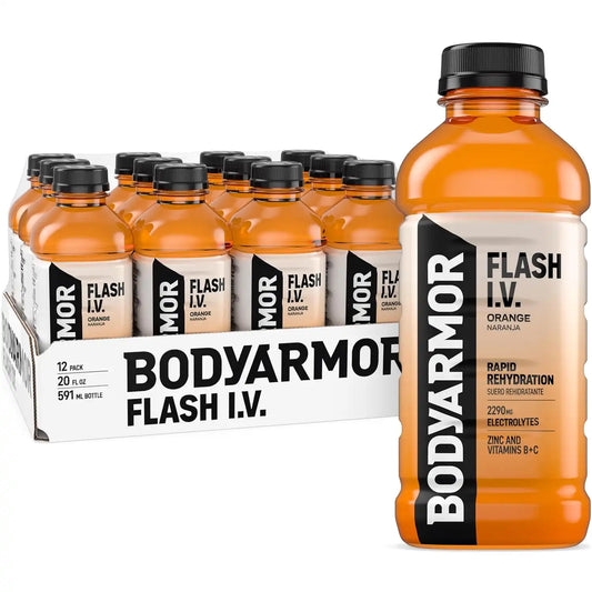 BODYARMOR Flash IV Hydration Drink, Orange, 20 Oz (12 Pk)