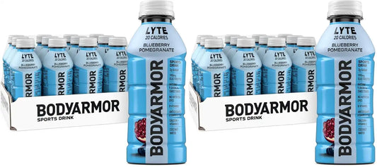 BODYARMOR Lyte Sports Drink Low-Calorie Sport Beverage,Blueberry Pomegranate,CoconutWater Hydration,NaturalFlavors with Vitamins,Potassium-Packed Electrolytes,Perfect for Athletes,16 floz (Pack of 24)