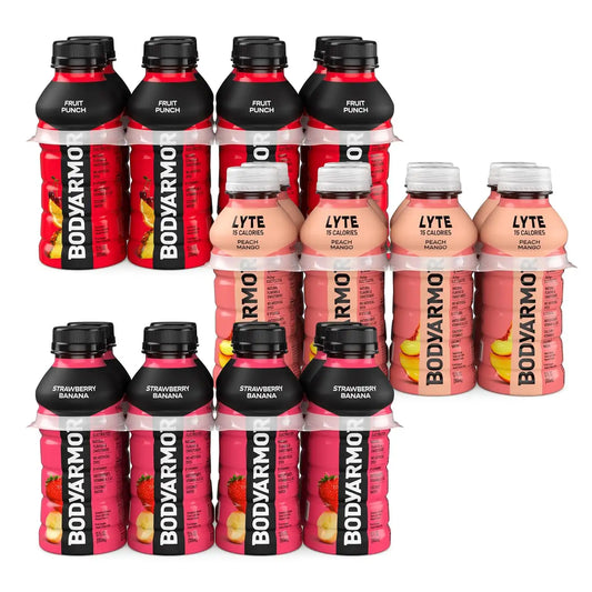 BODYARMOR Strawberry Banana/Fruit Punch + LYTE Peach Mango, 12 Oz (24 Pk)