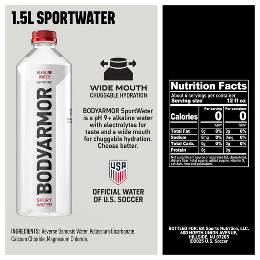 BODYARMOR SportWater, High Alkaline Water Pack + Electrolytes, 1.5L (12 Pk)