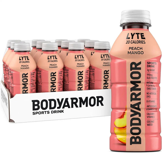 BODYARMOR LYTE Sports Drink, Peach Mango Electrolyte Drink, 16 Oz (12 Pk)