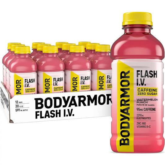 BODYARMOR Flash IV Caffeine + Zero Sugar Drink, Watermelon, 20 Oz (12 Pk)