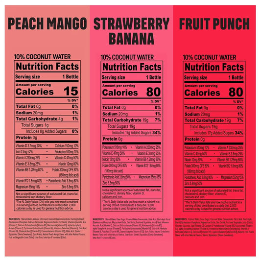 BODYARMOR Strawberry Banana/Fruit Punch + LYTE Peach Mango, 12 Oz (24 Pk)