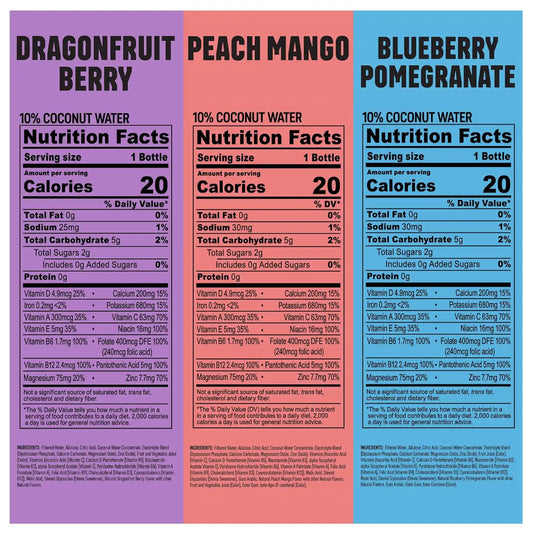 BODYARMOR LYTE Peach Mango/Dragonfrt Bry/Bluebry Pom Variety, 16 Oz (36 Pk)